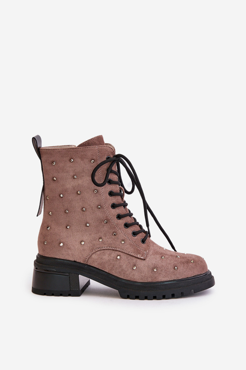 Декоровані ботильйони робочі жіночі утеплені D&A MR880-017 темно-сірий