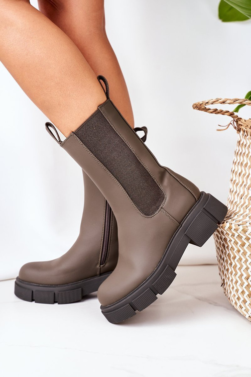 Утеплені черевики челсі армійського зеленого кольору Must Have