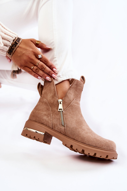 Замшеві чоботи з вирізами Бежеві Klarissa