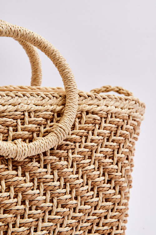 Модна велика сумочка на блискавці бежевого кольору