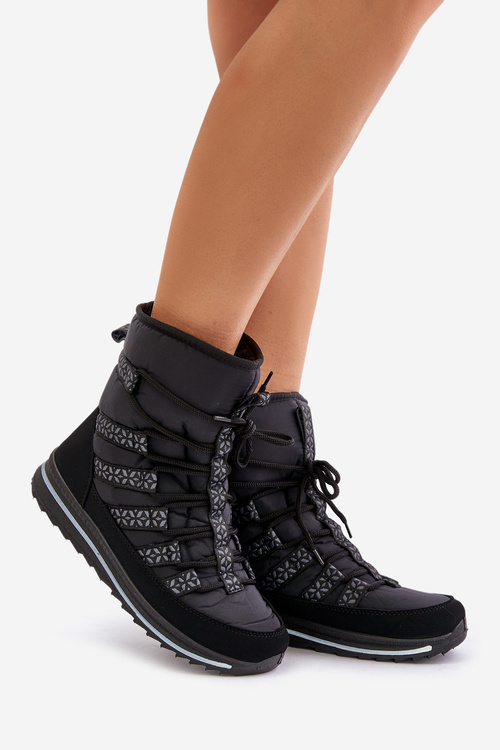 Жіночі снігові черевики на шнурівці Progress PROGJ-22-134 Чорні