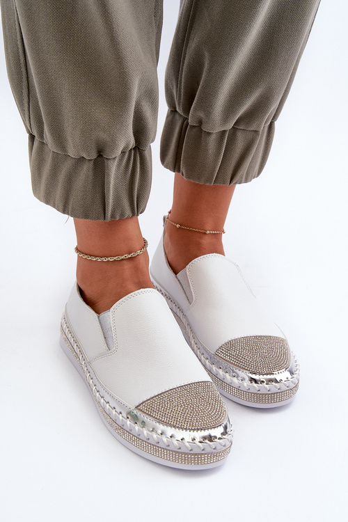 Білі жіночі шкіряні туфлі на платформі D&A LR370