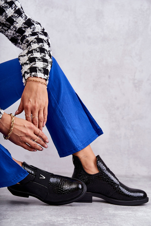 Лаковані чоботи з вирізами на плоскому каблуці Чорні Юніс