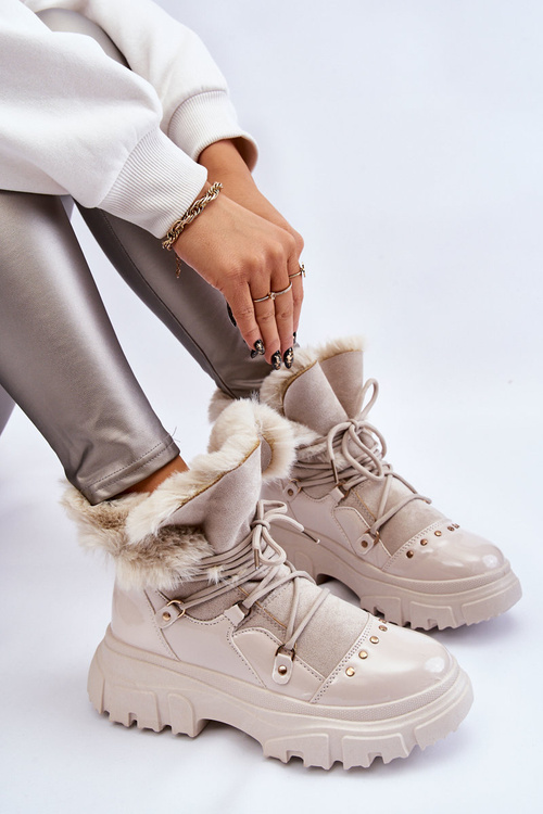 Чоботи жіночі на шнурівці світло-бежеві Merron
