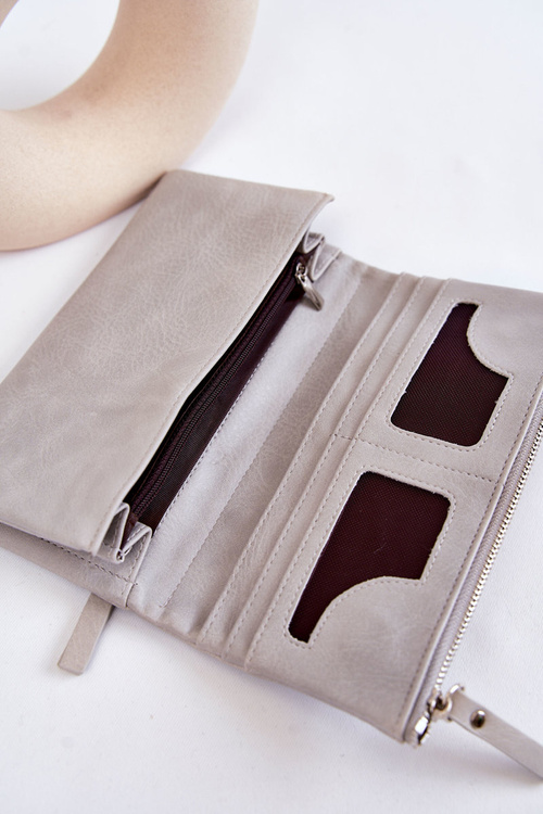 Жіночий великий гаманець на магніті сірий Connes