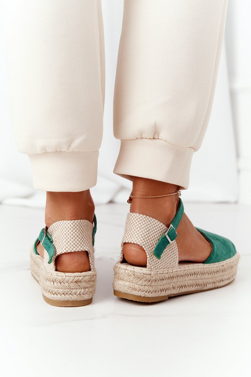 Босоніжки на плетеній платформі Green Megara