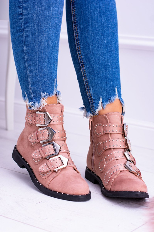 Lu Boo Pink Virginia Rock Star Boots Пряжки з заклепками Замша