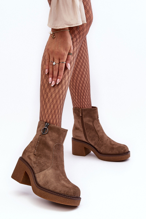 Жіночі чоботи на блискавці коричневого кольору Romella