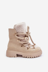 Жіночі снігові черевики на шнурівці світло-бежеві шалі
