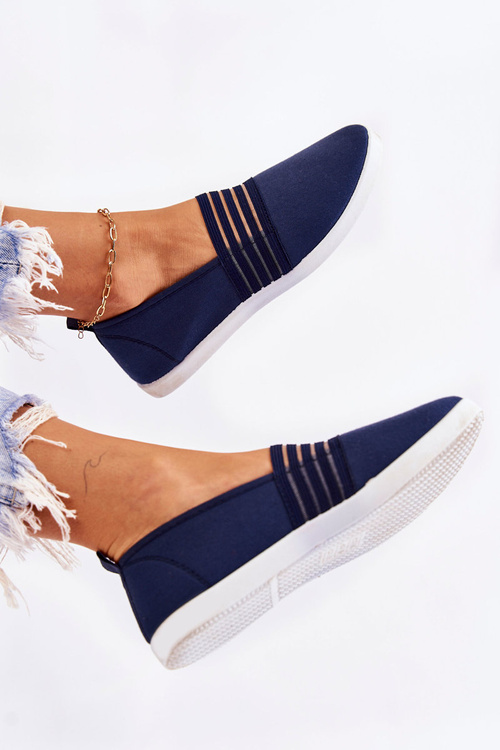 Жіночі тканинні кросівки сліпони темно-сині Lilis