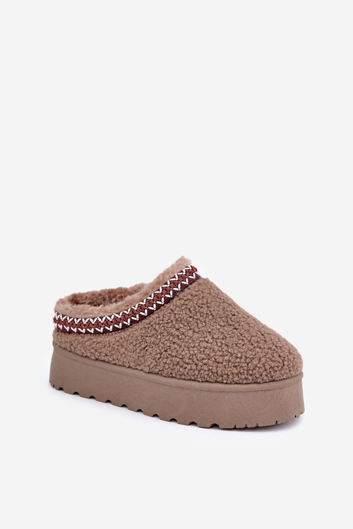 Снігоступи Тапочки На Платформі З Овечим Пухом Коричневі Ovirissa