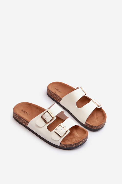 Жіночі босоніжки без шнурівки на корковій підошві білі Cortina