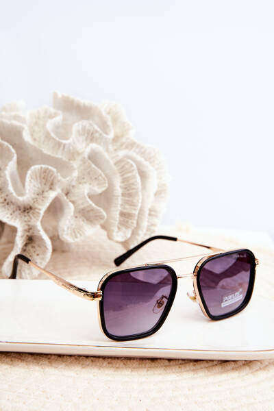 Жіночі сонцезахисні окуляри авіатори UV400 чорно-золоті