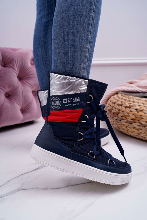 Жіночі утеплені флісові зимові черевики Big Star Navy Blue EE274657