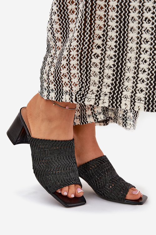 Туфлі Для Жінок З Плетінням На Каблуці Чорні Ciariloria