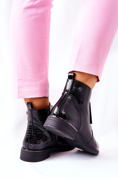 Лаковані чоботи на блочному каблуці Sergio Leone BT400 Чорні