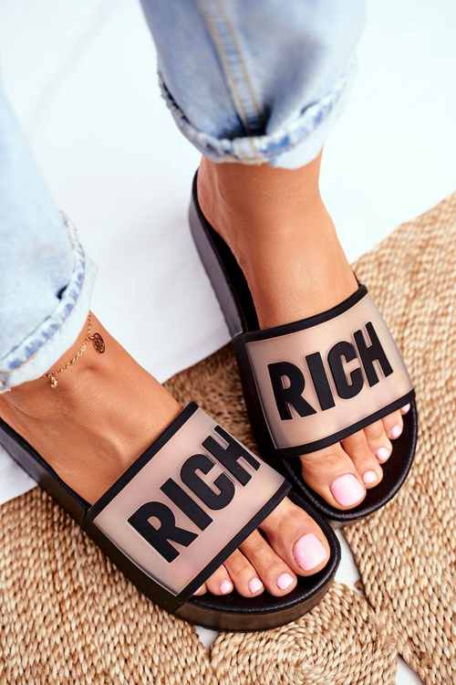 Жіночі шльопанці на платформі чорні RICH