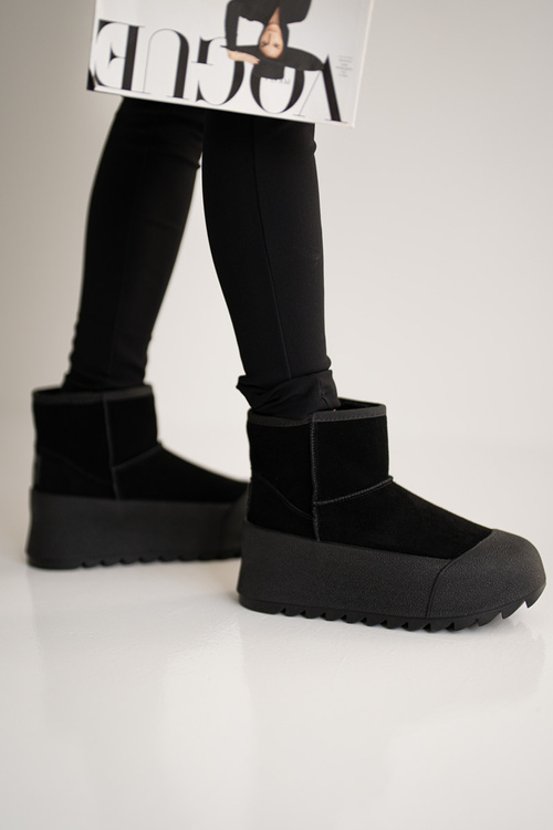 Теплі замшеві зимові черевики на платформі Big Star OO274A213 Чорні
