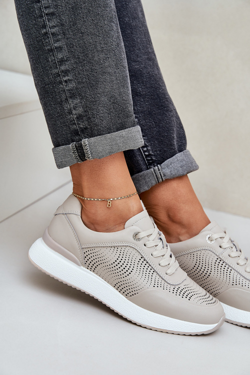 Шкіряне Спортивне Взуття Кросівки Жіночі S.Barski LR51-551 Бежеві