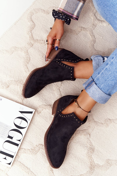 Ажурні чоботи з вирізами Чорні Клевер