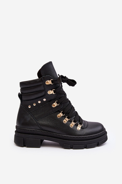 Жіночі шкіряні туристичні черевики Zazoo K01 чорного кольору