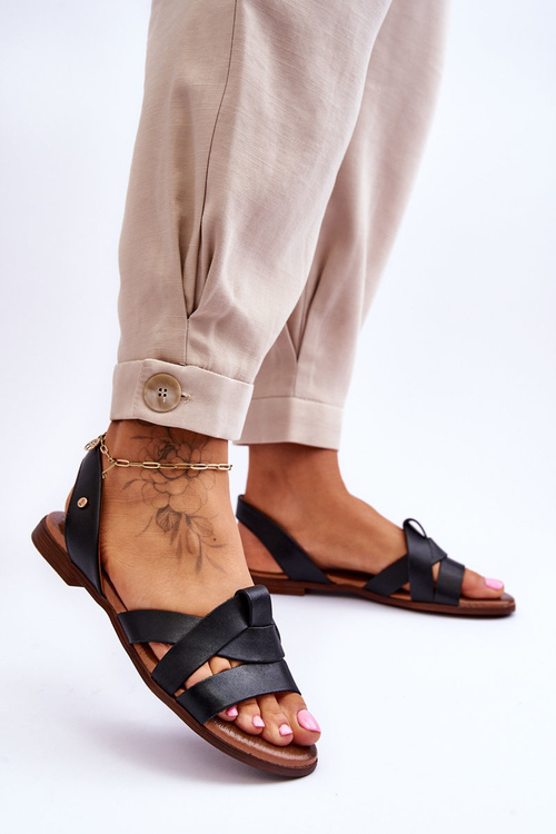 Чорні зручні шкіряні сліпони Zazoo 40185