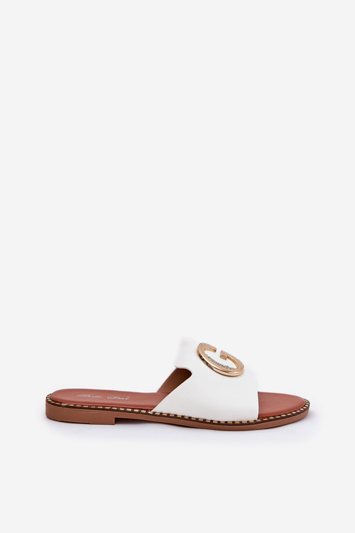 Еко Шкіряні Плоскі Жіночі Сандалі З Декоративним Елементом Білі Frelie