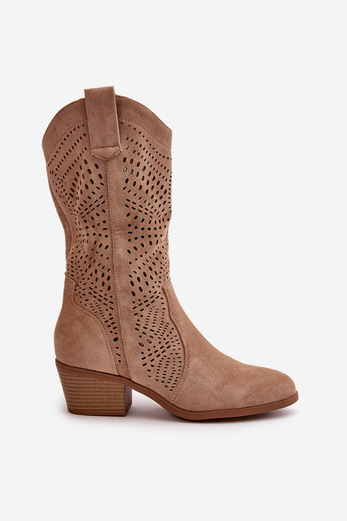 Жіночі ковбойські чоботи на підборах коричневого кольору Iceda зі шнурівкою