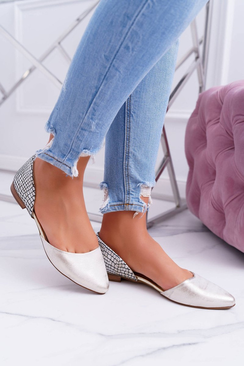 Жіночі балетки зі шкіряним візерунком у вигляді крокодила, золоті