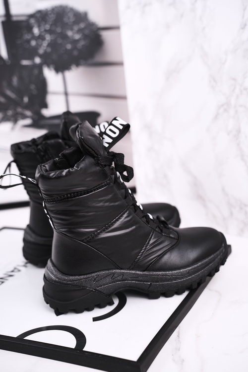 Дитячі снігові черевики теплі чорні Grantes