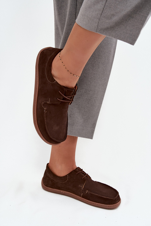 Жіноче взуття типу barefoot з натуральної замші Zazoo 327 шоколадне