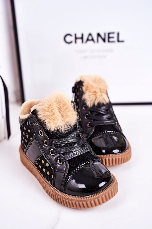 Кросівки дитячі утеплені в горошок Чорні Анастасія