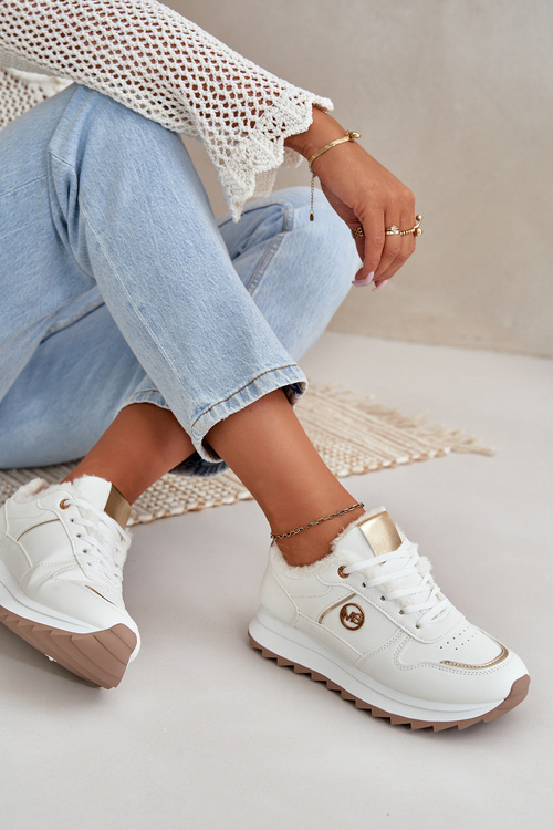 Спортивне взуття з теплою підкладкою на платформі білі Lerisas