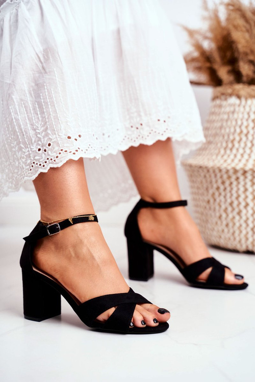 Жіночі босоніжки еко-замша Black Lady Milion