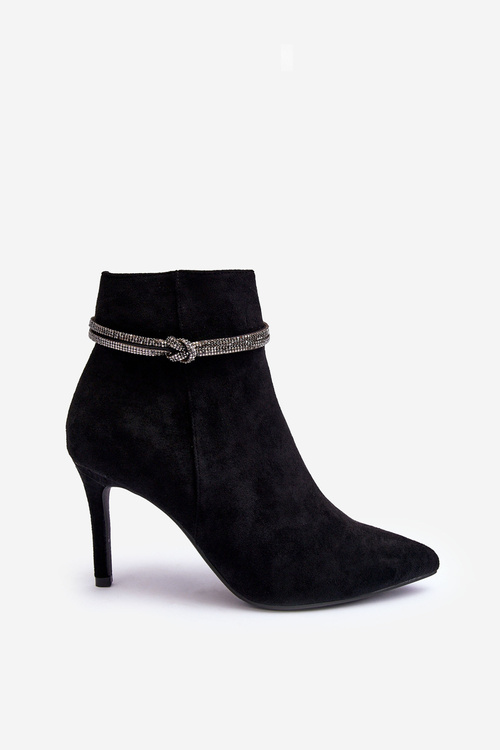 Жіночі замшеві чоботи із стрижень на підборах чорні Anslei