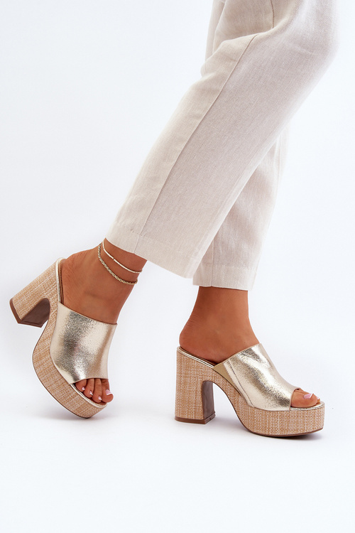 Жіночі босоніжки на високому каблуці в кольорі Gold Siobhan