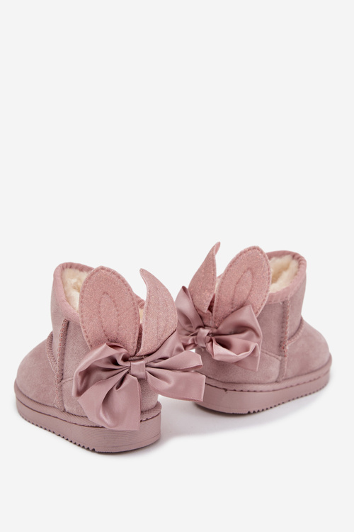 Дитячі утеплені снігоступи з бантиками Брудно-рожевий Меріва