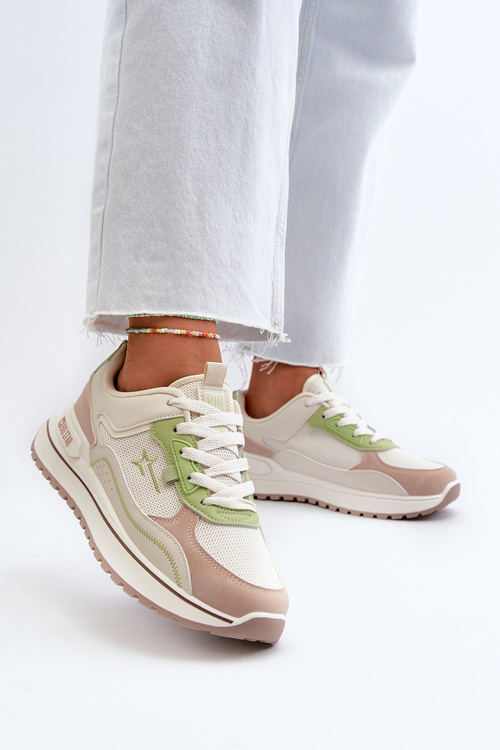 Жіночі кросівки Big Star NN274A091 бежево-зелені