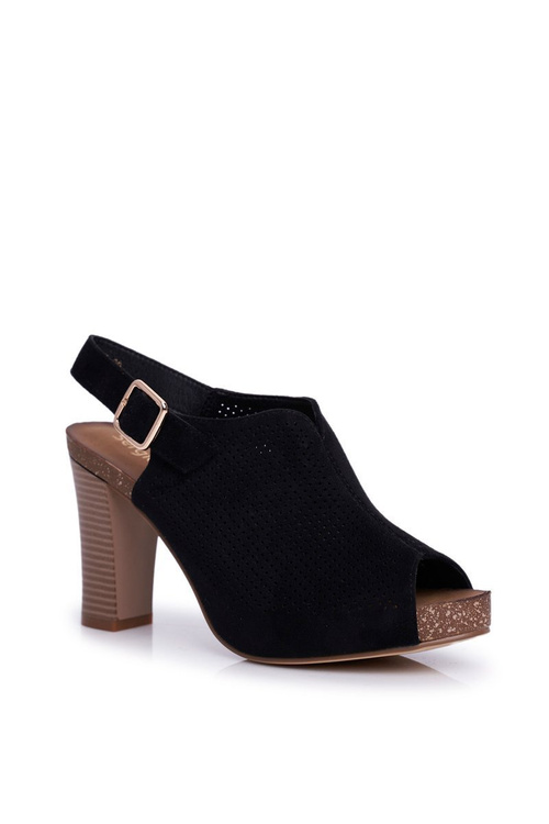 Ажурні босоніжки на шпильці Sergio Leone SK855 Чорні