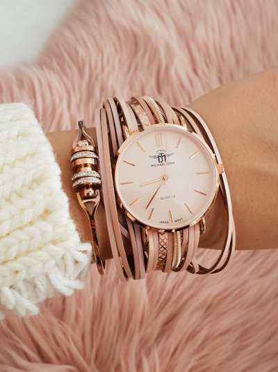 Жіночий годинник Michael John з ремінцем Throwback Pepero Pink