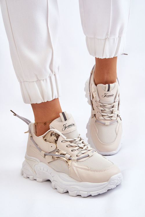 Жіноче спортивне взуття на платформі бежеві Minea