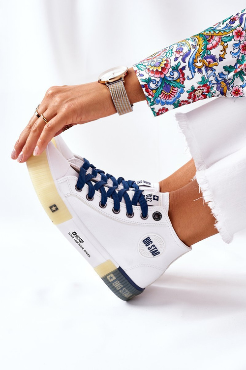 Жіночі шкіряні високі кросівки Big Star II274137 Білі