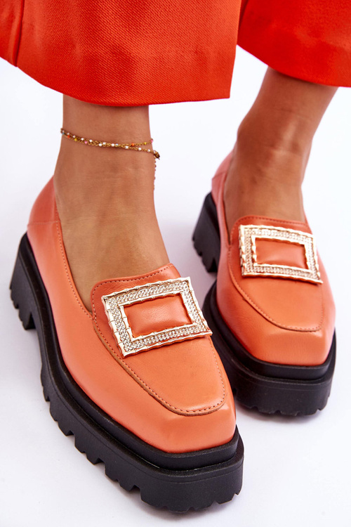 Зручні шкіряні лофери оранжевого кольору Agathe