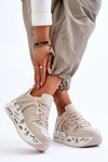 Жіночі шкіряні кросівки на масивній платформі бежеві Asturia