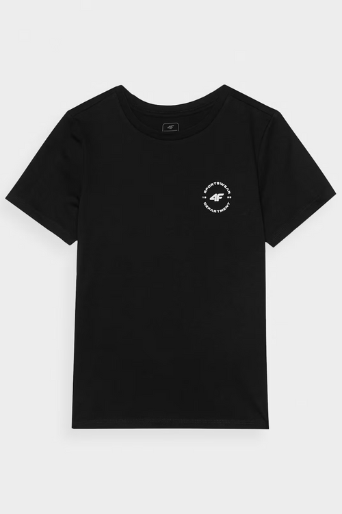 Гладка бавовняна футболка для хлопчиків Regular 4FJWAW24TTSHM1859-20S чорна