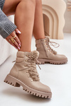 Теплі ботильйони на блискавці з еко шкіри Willatta бежевого кольору