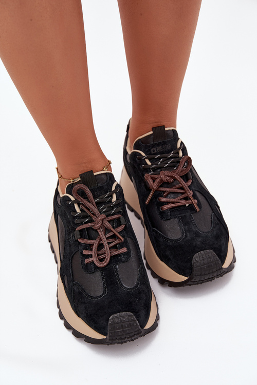 Шкіряні Кросівки На Платформі Жіночі Big Star SS274628 HI-POLY SYSTEM Чорні