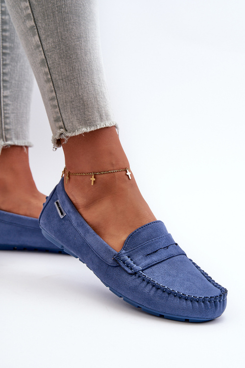 Жіночі лофери з синьої еко-замші Rerceria