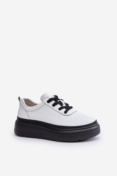 Жіноче спортивне взуття на платформі натуральна шкіра білі 41470 Vinceza