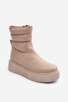 Жіночі шкіряні чоботи на платформі світло-бежевого кольору